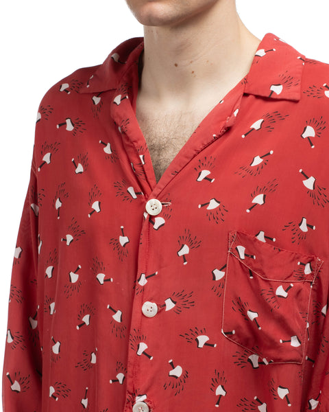 50's Rayon Woodcutter Pull-Over Shirt - Large