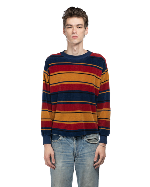 70s Velvety Striped Sweatshirt - Large