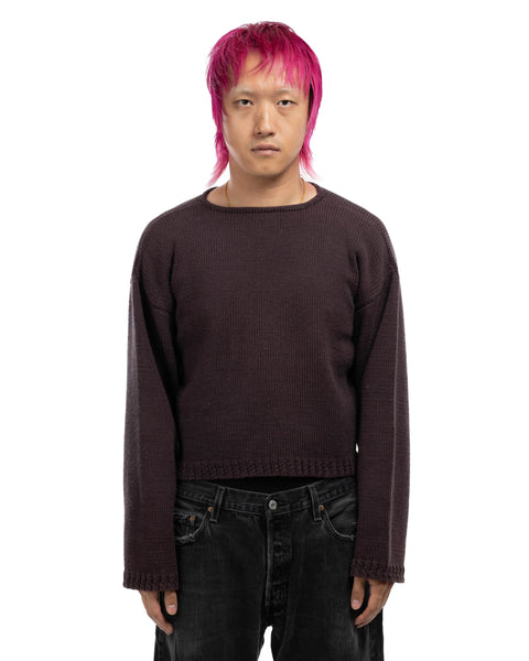 60's Cropped Hand-Knit Sweater - Medium