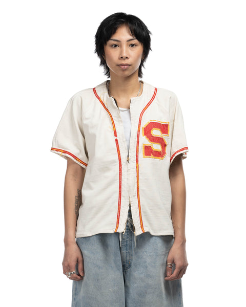 50's Zippered & Cropped Baseball Jersey - Small