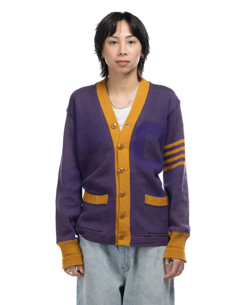 1940s Contrast Knit Collegiate Cardigan