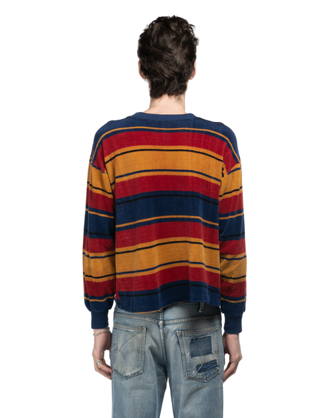 70s Velvety Striped Sweatshirt - Large