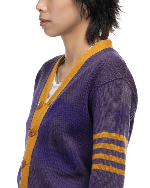 1940s Contrast Knit Collegiate Cardigan