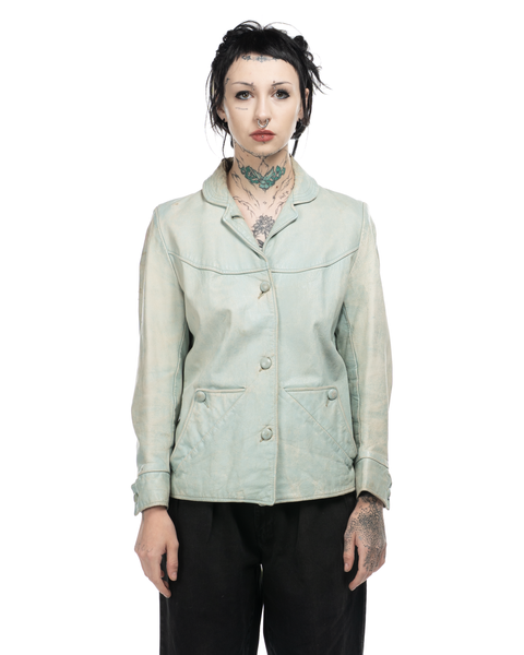 1950s Robin Egg Leather Coat