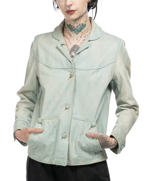 1950s Robin Egg Leather Coat