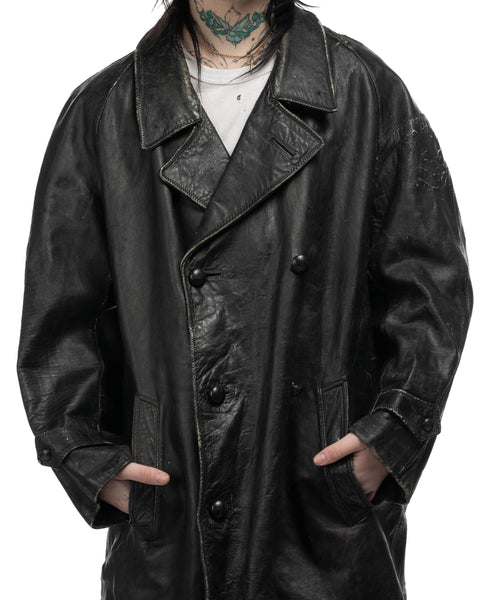 40's Creepy Leather Jacket - Medium