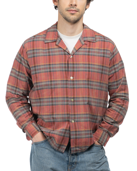 60's Pilgrim Patched Plaid Loop Collar - Large