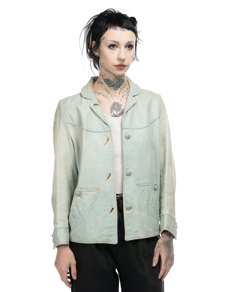 1950s Robin Egg Leather Coat