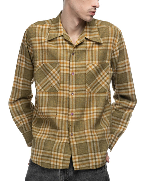 60's Plaid Wool Shirt - XL