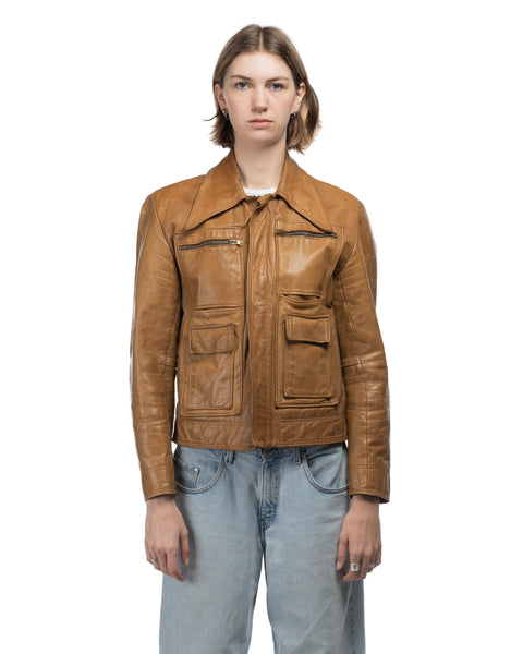 70's Glam Leather Jacket - Medium