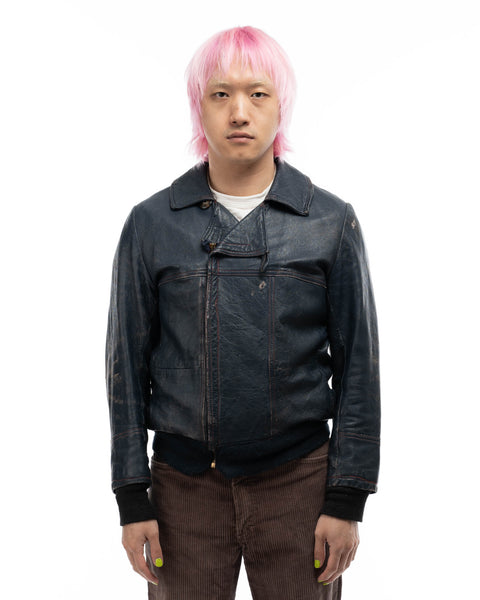 70’s Leather Bomber Jacket - Medium