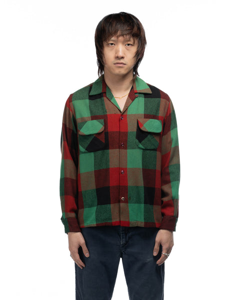 50's Thrashed Wool Flannel Shirt - Medium