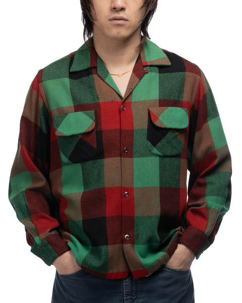 50's Thrashed Wool Flannel Shirt - Medium