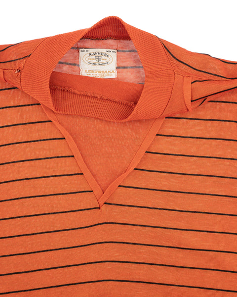 60's Orange Striped Pullover - Small
