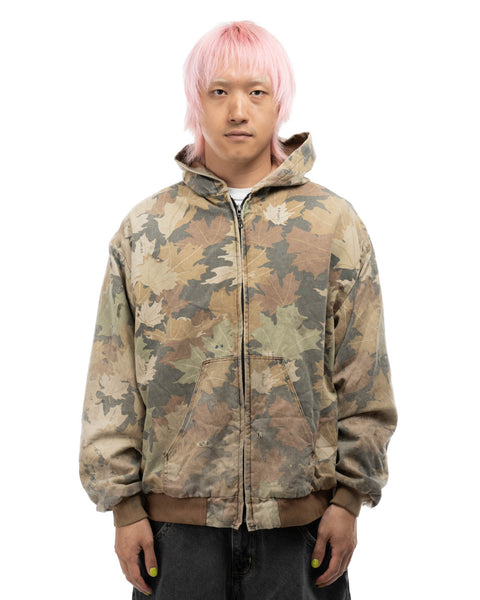 80's Thermal Lined Camo Hooded Jacket - Large