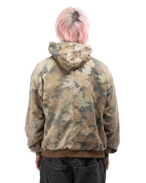 80's Thermal Lined Camo Hooded Jacket - Large