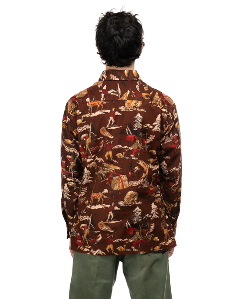 1970s Outdoorsman Print Cotton Flannel