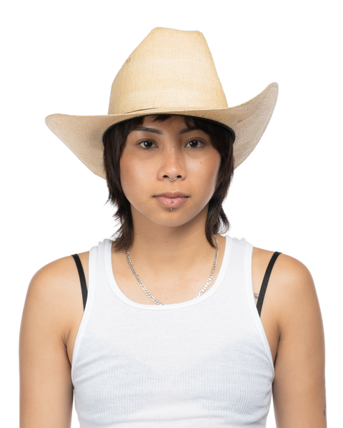 80's Straw Cowboy Hat - 7 3/8