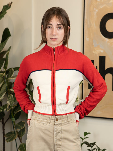 1970s Zippered Crop Fit Sweater