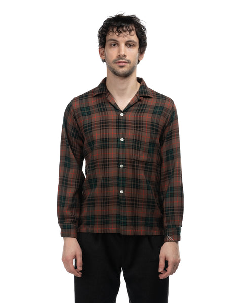 60's Plaid Loop Collar Shirt - Medium