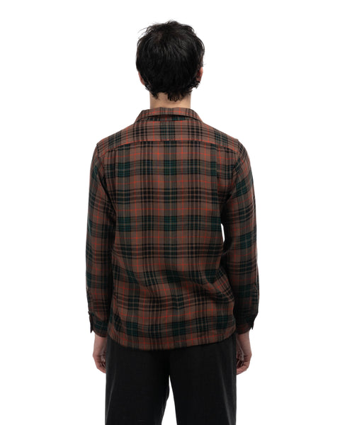 60's Plaid Loop Collar Shirt - Medium
