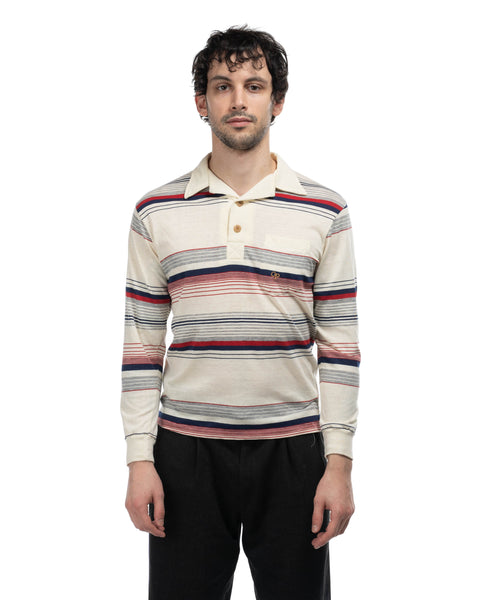 80's Striped Polo Tee - Medium