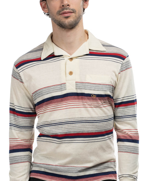 80's Striped Polo Tee - Medium