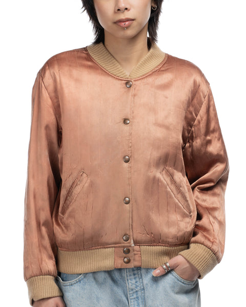 40's Quilted Satin Bomber - Small