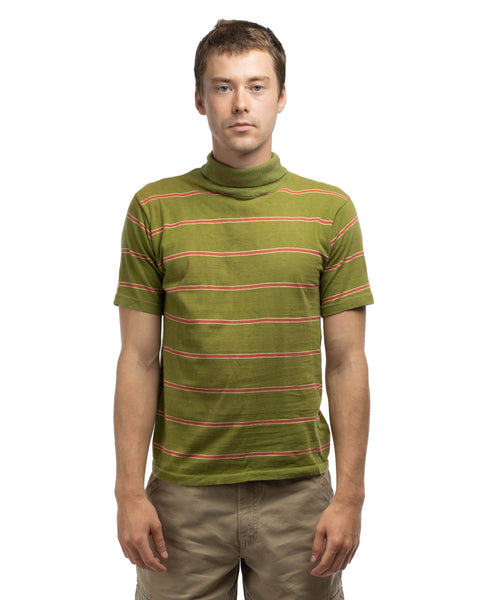 60's Striped Mock Neck Tee - Large