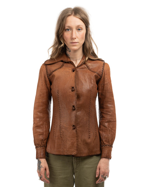 60's Braided Leather Jacket - XS