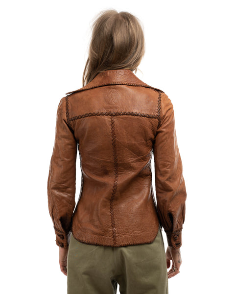 60's Braided Leather Jacket - XS