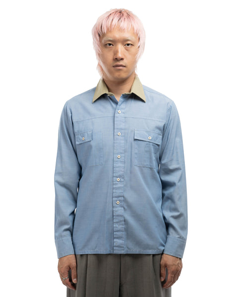 70's Asymmetrical Pocket Chambray Shirt - Medium