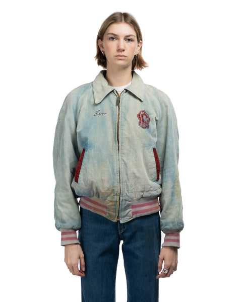 50's Corduroy Over-Dyed Varsity Jacket - Large