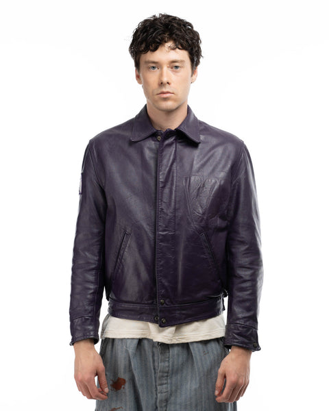 80's Leather Varsity Jacket - Large
