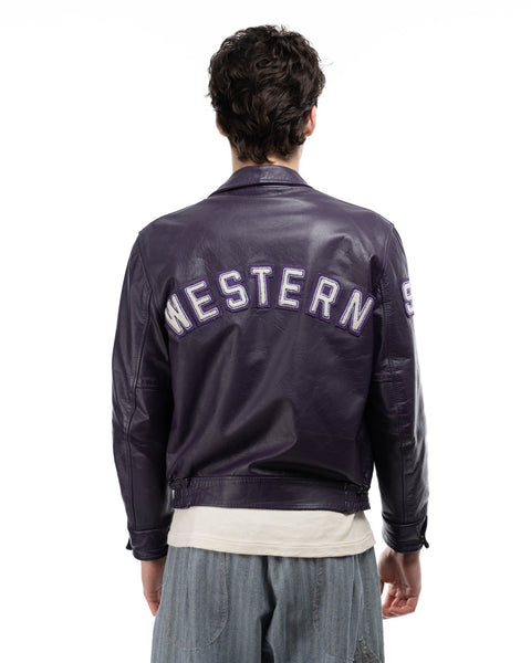 80's Leather Varsity Jacket - Large