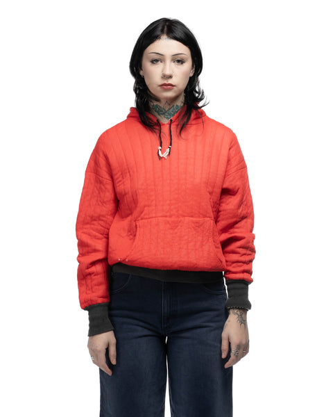 60's Quilted Hooded Sweatshirt - Small