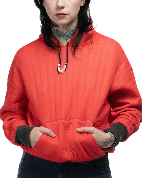 60's Quilted Hooded Sweatshirt - Small