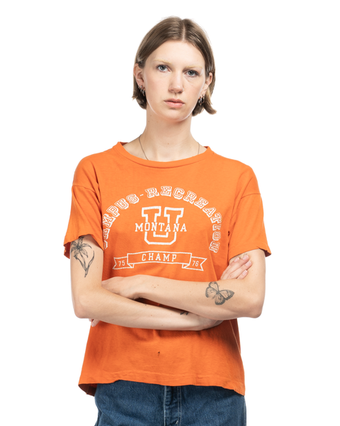 1970s Montana Champion Blue Bar Tee