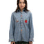 70's Embroidered Chambray Shirt - Small