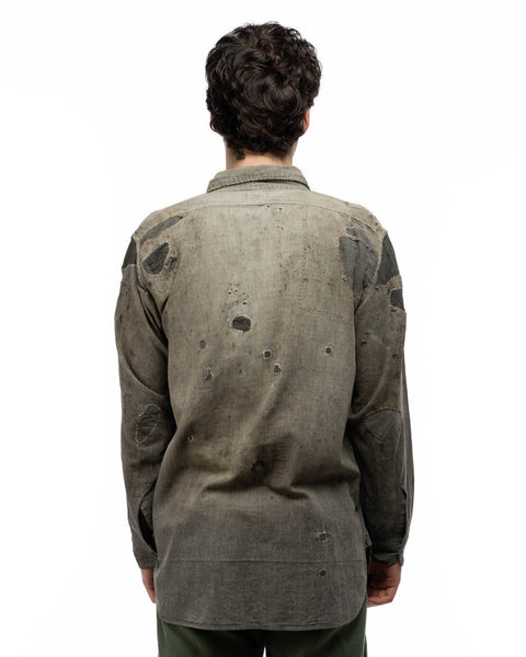 40'S Repaired Salt & Pepper Work Shirt - Large