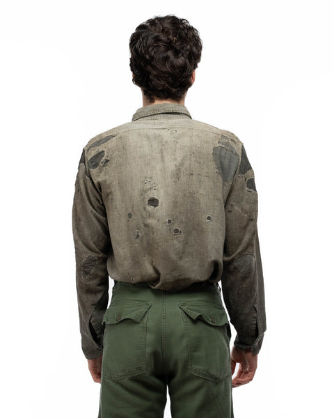 40'S Repaired Salt & Pepper Work Shirt - Large