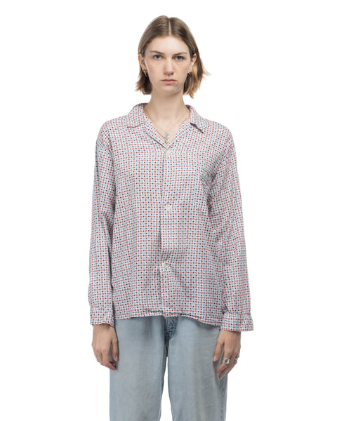 60's Patterned Button-Up Shirt - Medium
