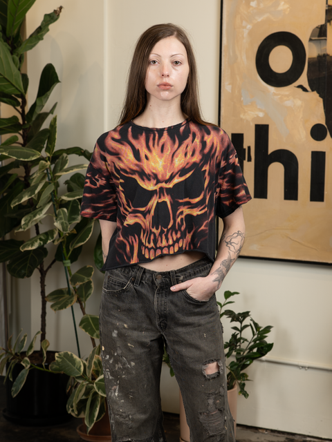 Y2K Liquid Blue Cropped Tee