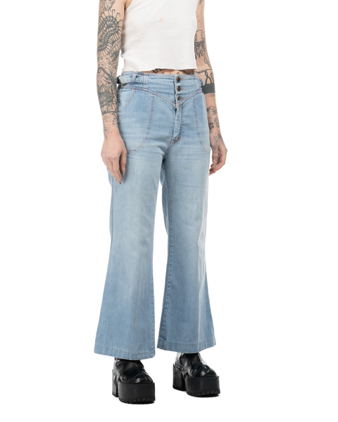 1980s Side-Cinch Flared Denim
