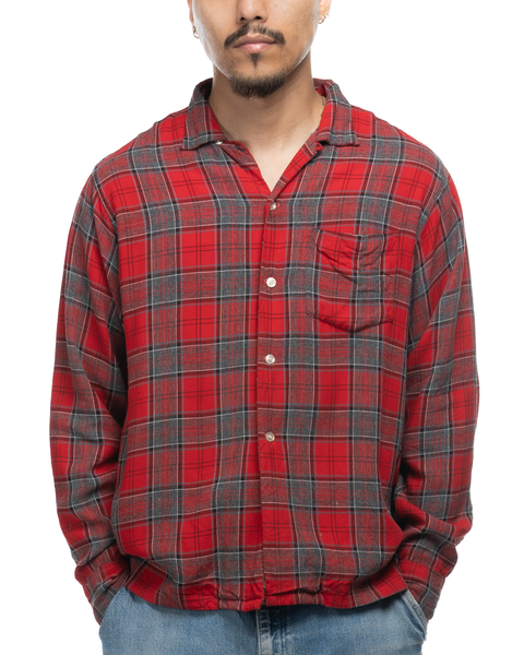 1960s Plaid Rayon Loop Collar