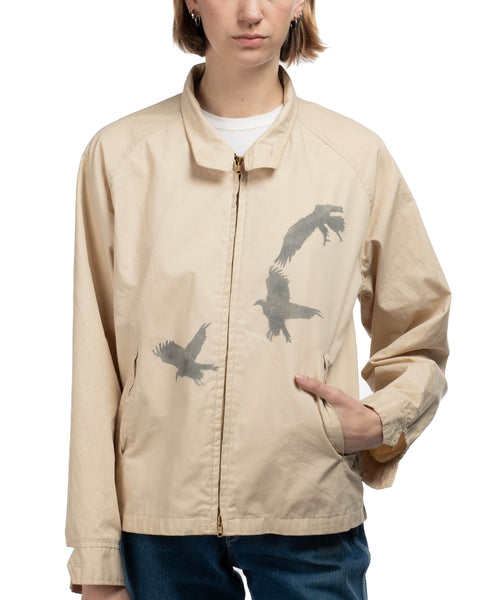 60's Crow Print Harrington Jacket - Large