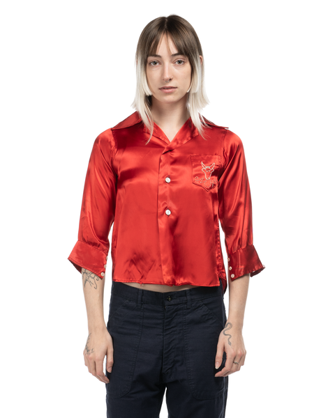 1950s Embroidered Satin Western Shirt