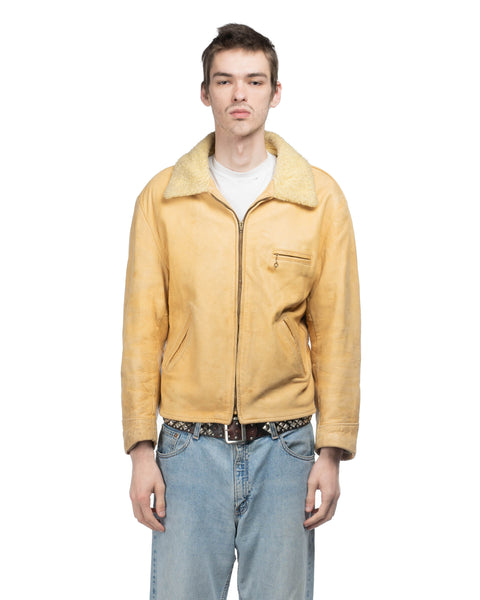 60's Deerskin Sherpa Lined Leather Jacket - Large