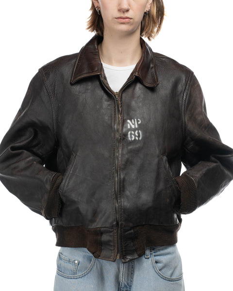 50's Horsehide Stenciled Jacket - Large