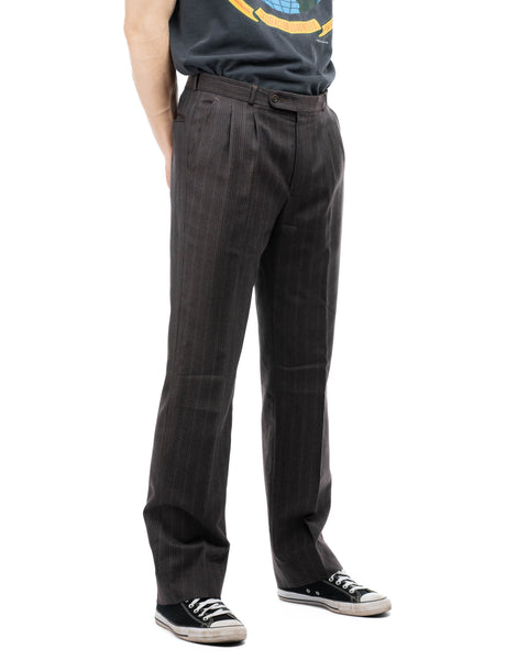 60’s Striped Pleated Trousers - 34” x 33.5”